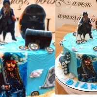 Tort Piratii din Caraibe cu Jack Sparrow , Capitanul Barbossa , Cufar , tentacule , banuti si corabia Perla Neagră ,The Black Pearl