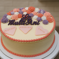 Tort cu floricele si inimioare