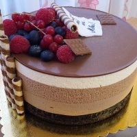 Tort fructe si mouse de ciocolata