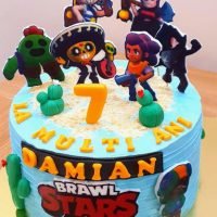 Tort cu imagini Brawl Stars , Poco , Jessie , Leon , , la multi ani Damian ,